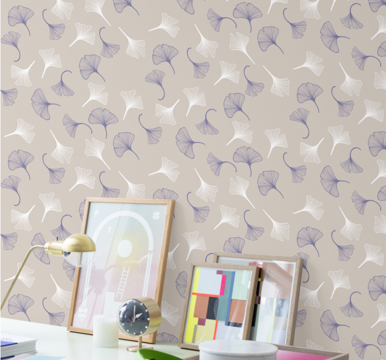 Papel de parede folhas ginko pastel delicado - TenStickers