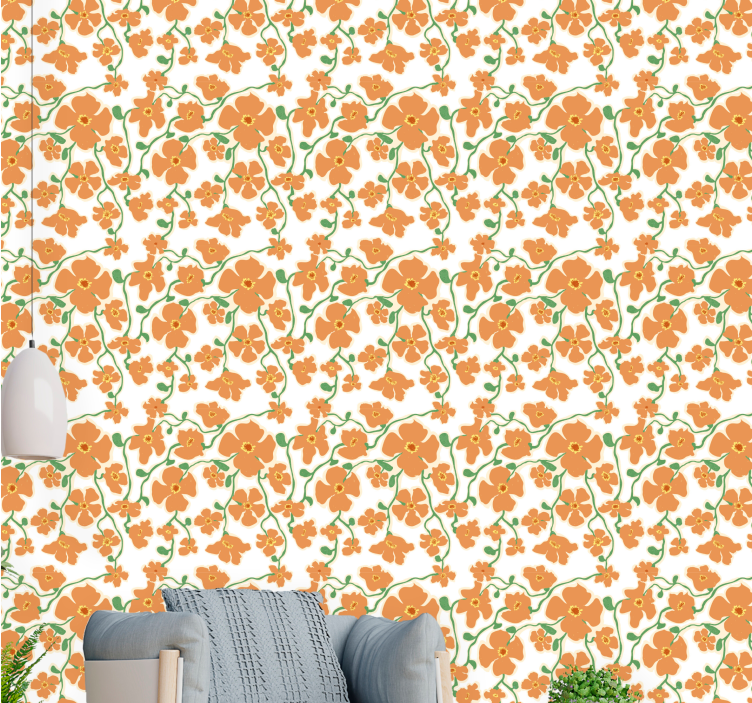 papel de parede flores desenho floral florescendo - TenStickers