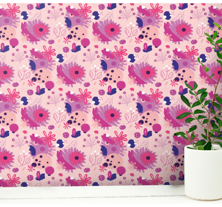 papel de parede flores design de matriz floral - TenStickers
