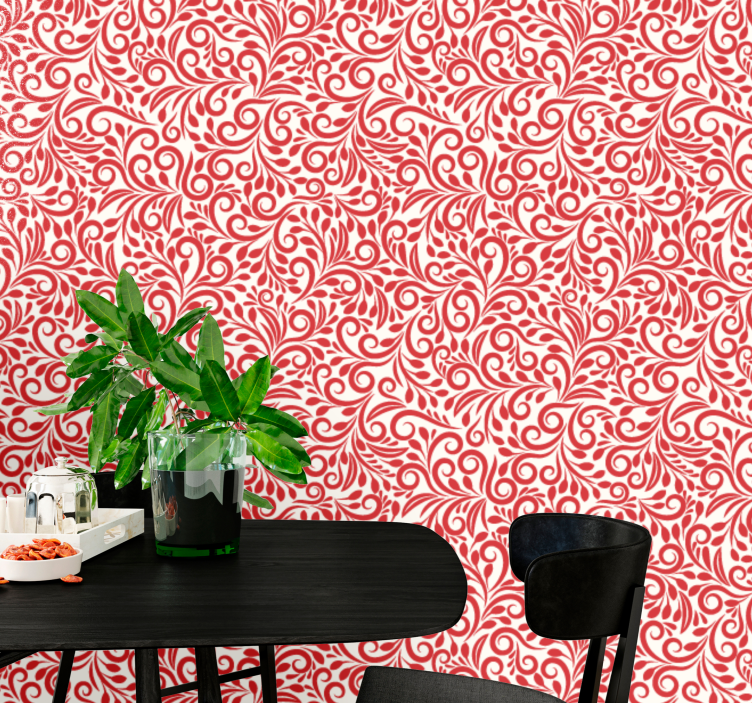 papel de parede floral Esmalte vermelho - TenStickers