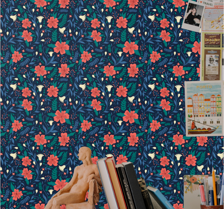 papel de parede flores estampa floral botânica - TenStickers