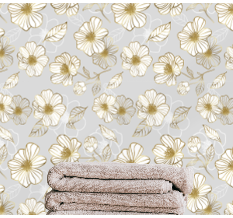 papel de parede floral Farinha dourada e branca - TenStickers