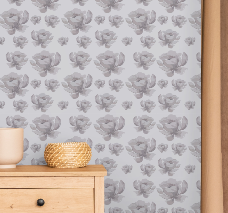 papel de parede flores florais monocromáticos - TenStickers
