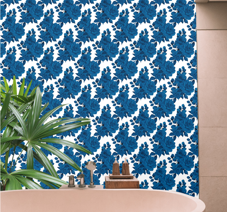 papel de parede floral Flores azuis "nova nostalgia" - TenStickers