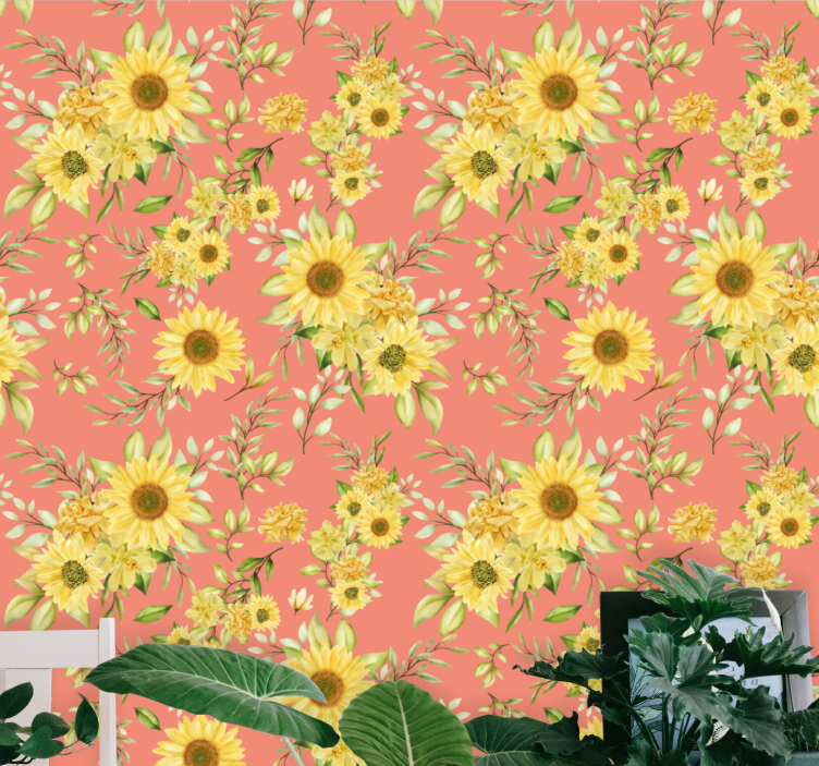 papel de parede flores flores de girassol - TenStickers