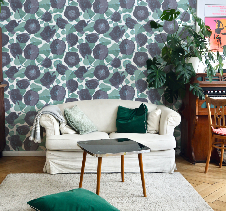 papel parede flores Flores de malva - TenStickers