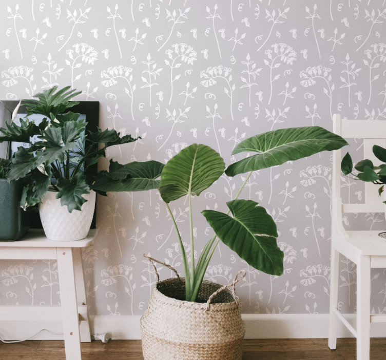 papel de parede floral Flores desenhadas - TenStickers