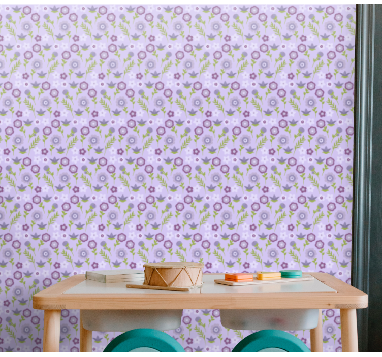 papel de parede floral Flores roxas simples - TenStickers