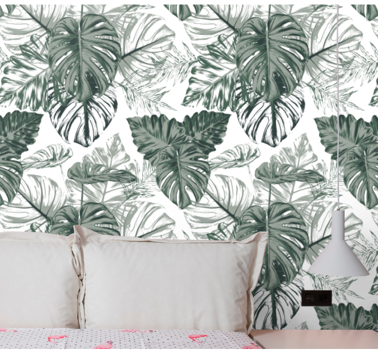 papel de parede floral Folhas de monstera abstrato - TenStickers