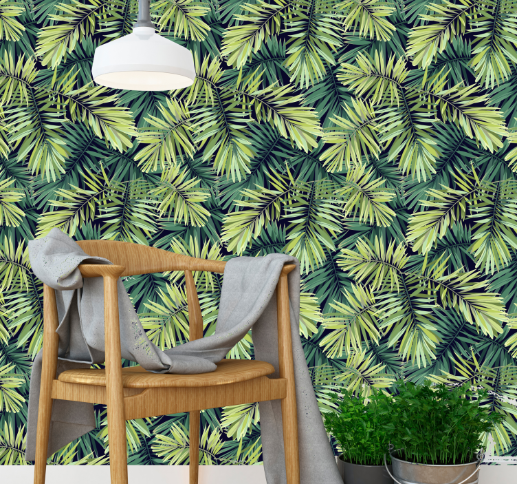 papel de parede floral Folhas verdes enormes - TenStickers