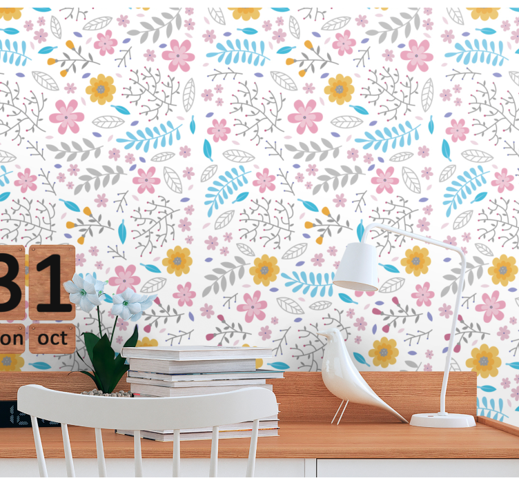 papel de parede floral Margarida padrão sem emenda - TenStickers