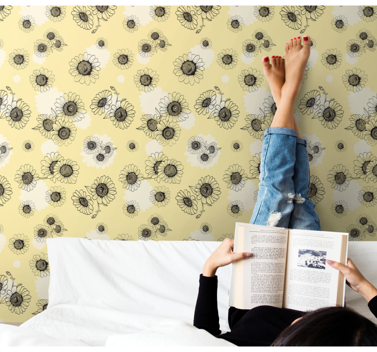 papel de parede floral Margaridas sem costura desenhado à mão pad - TenStickers