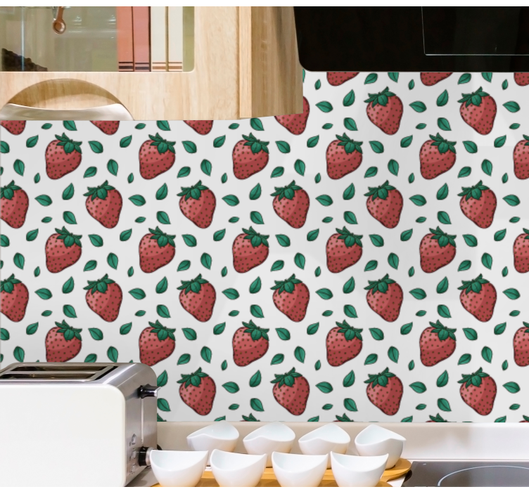 papel de parede para cozinha morangos frescos florais - TenStickers