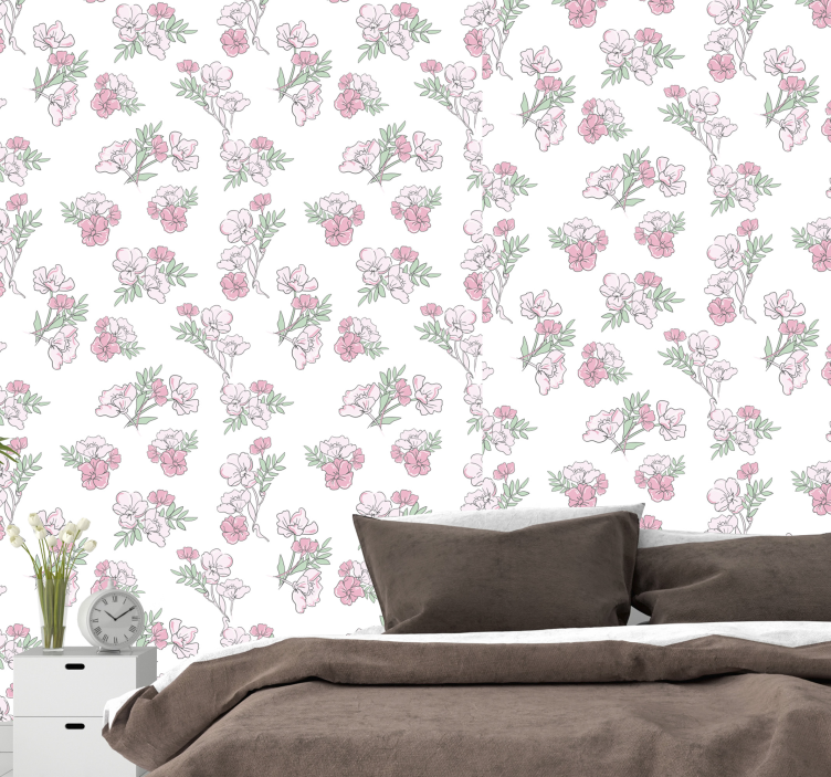Papel de parede flores padrão de flores delicadas - TenStickers