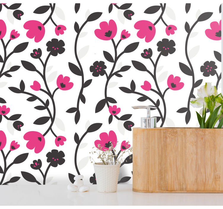 papel de parede flores padrão de flores florais - TenStickers