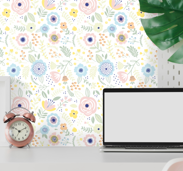 papel de parede flores padrão de jardim floral - TenStickers