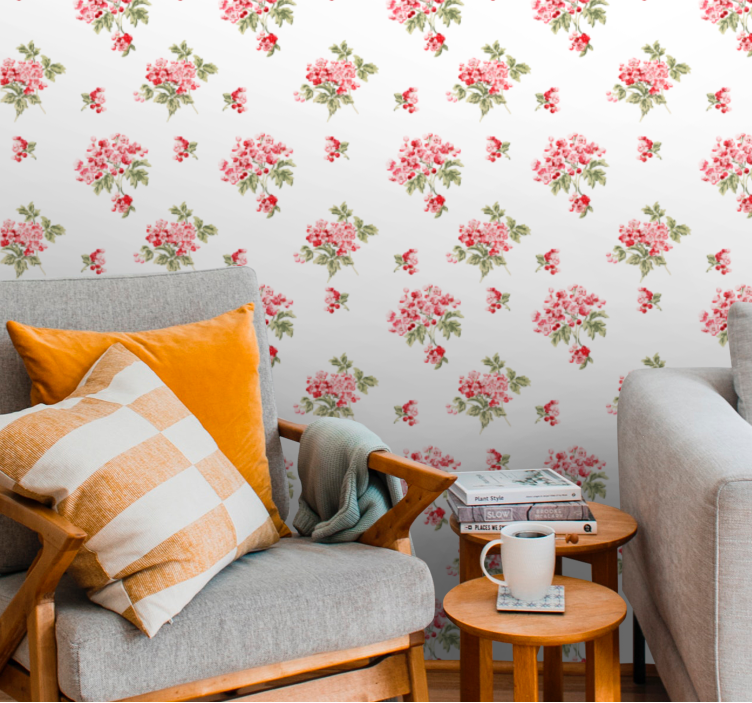 papel de parede flores arranjos vintage padrão - TenStickers