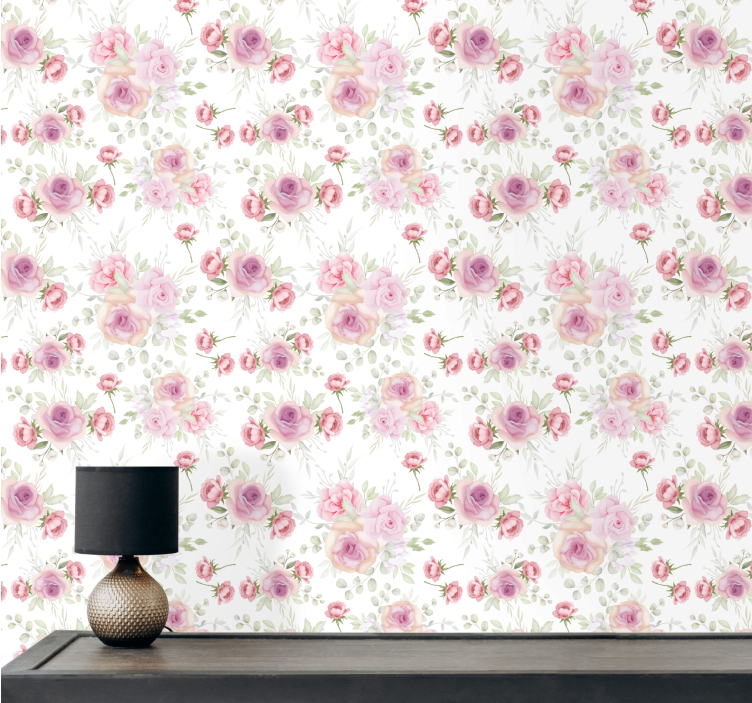 papel de parede floral Padrão rosa e selvagem - TenStickers