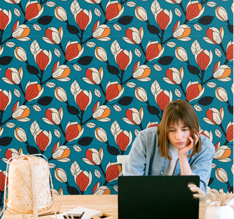 papel de parede flores pano de fundo estampado floral - TenStickers