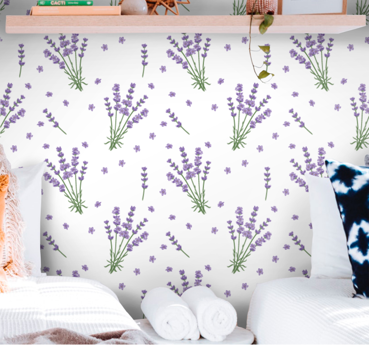 papel de parede floral Pétalas pequenas de lavanda de estilo prov - TenStickers