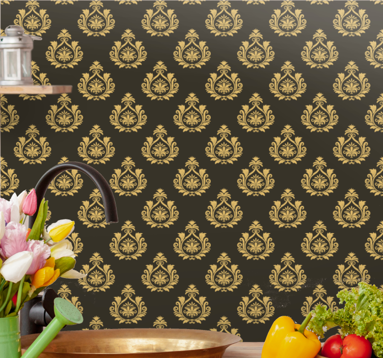 papel de parede floral Polimento dourado tradicional - TenStickers