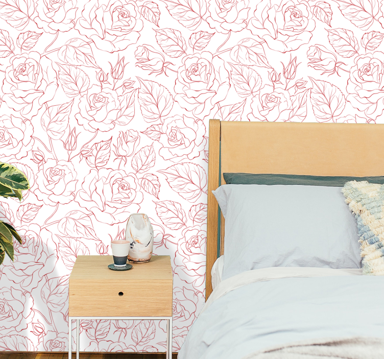 papel de parede floral Silhueta de rosas vermelhas - TenStickers