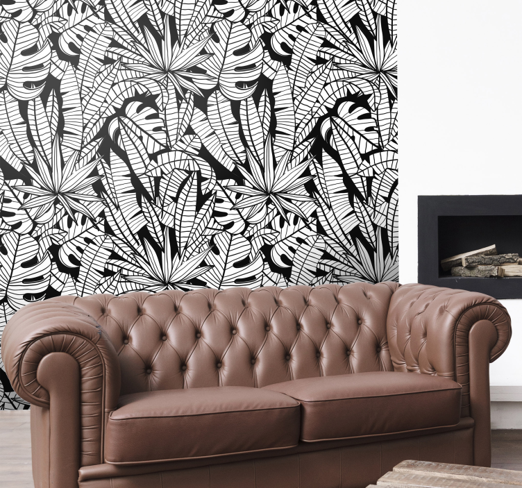 papel de parede Folhas tropicais - TenStickers