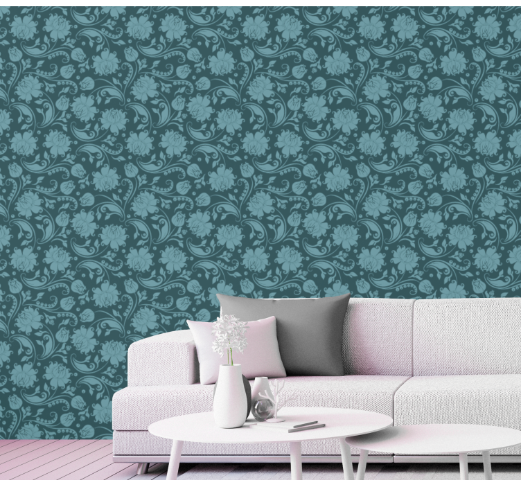 papel de parede floral Jardim secreto azul - TenStickers