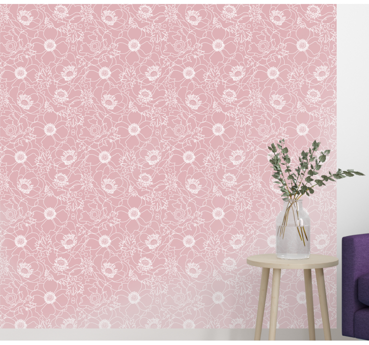 papel de parede floral Padrão floral rosa elegante - TenStickers