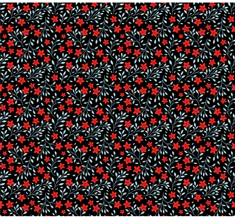 papel de parede floral Padrão floral vermelho e preto - TenStickers