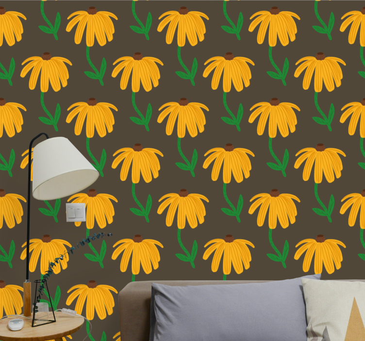 papel de parede floral Primavera de girassol - TenStickers