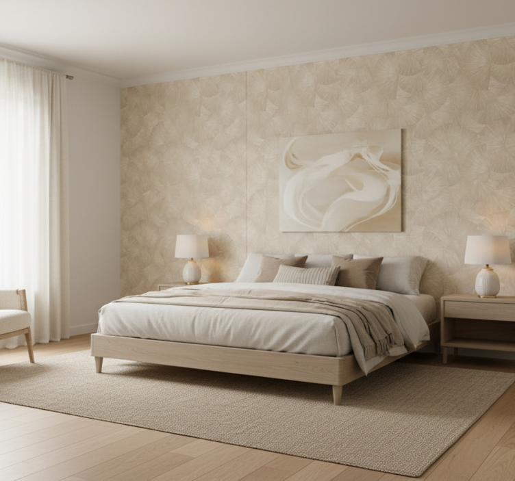 Papel de parede folhas com padrão abstrato chic tan - TenStickers