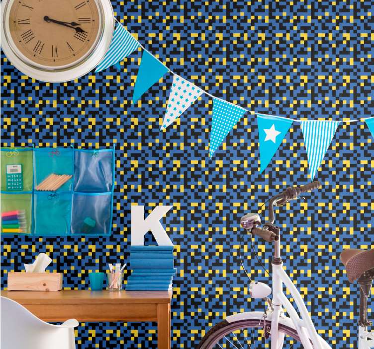 papel de parede formas geométricas blocos de cores pixelados - TenStickers