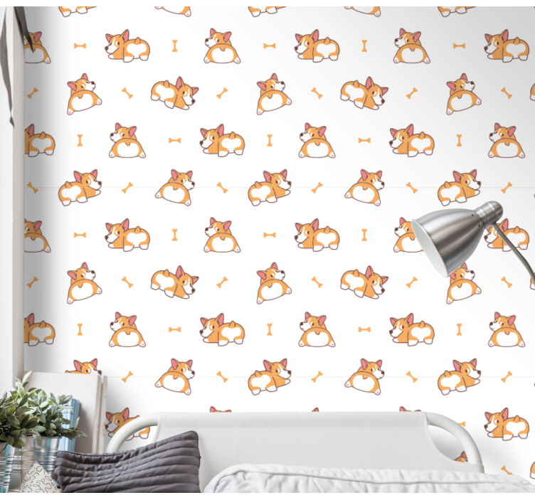 Papel de parede cães corgis brincalhões - TenStickers