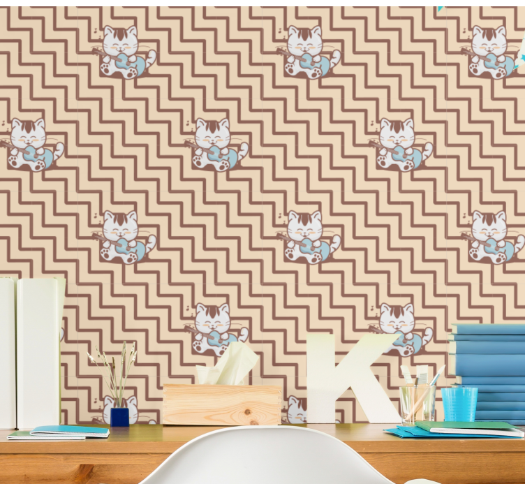 Papel de parede gatos motivo felino geométrico - TenStickers
