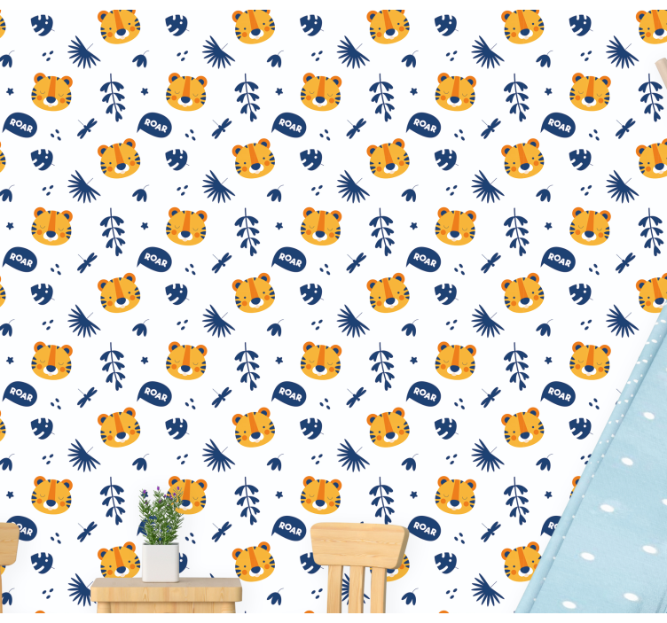 Papel de parede animais padrão de tigre brincalhão - TenStickers