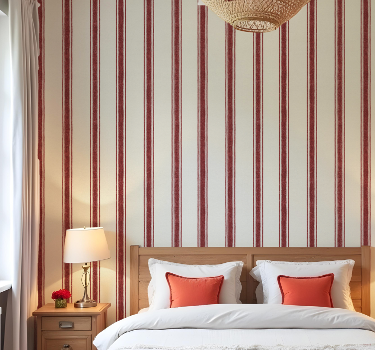 Papel de parede geométrico linhas verticais vermelhas - TenStickers