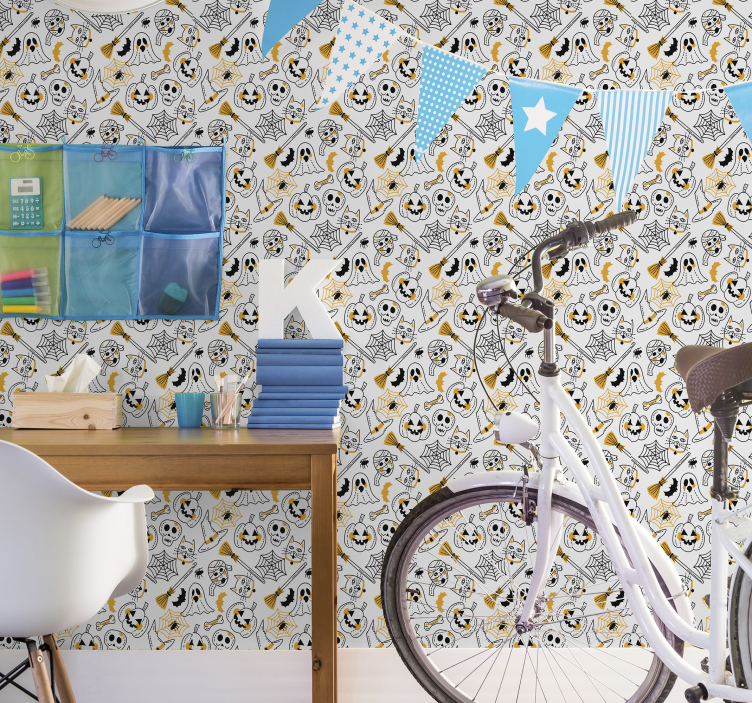 Papel de parede halloween coleção de ícones assustadores - TenStickers