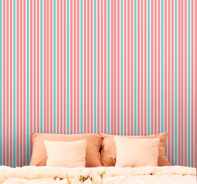 papel de parede horizontal ambiente de quarto listrado - TenStickers