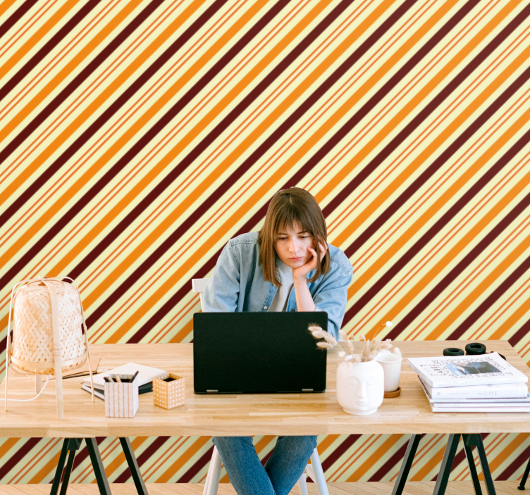 papel de parede horizontal padrão de listra diagonal - TenStickers