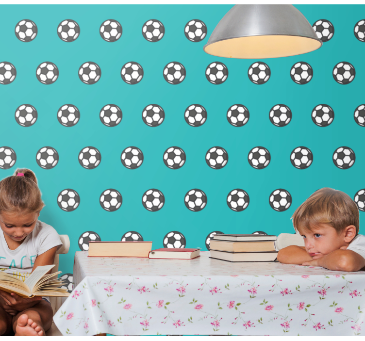 papel de parede infantil padrão de bola de futebol - TenStickers
