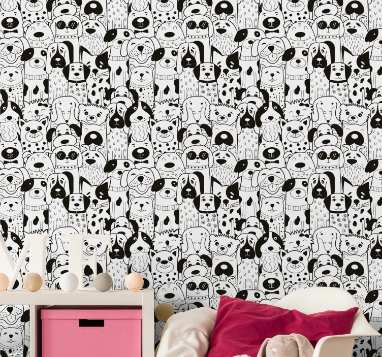 Papel de parede de animais padrão de cães - TenStickers