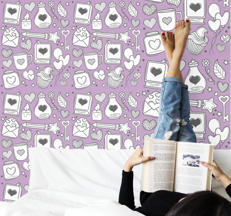 papel de parede para quarto feminino jovem Livros de romance - TenStickers