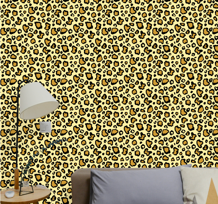 papel de parede leopardos padrão amarelo clássico - TenStickers