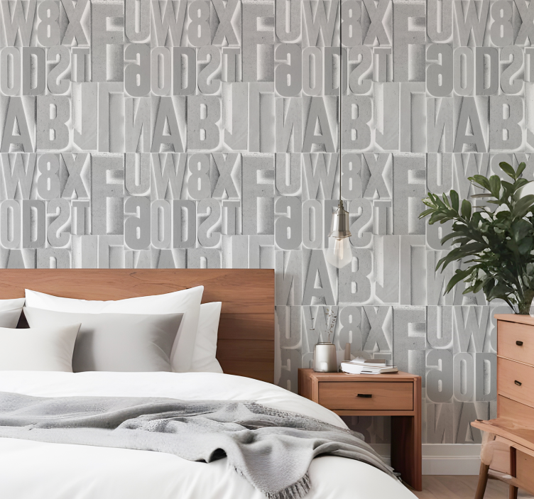 papel de parede letras letras cinzentas 3d - TenStickers