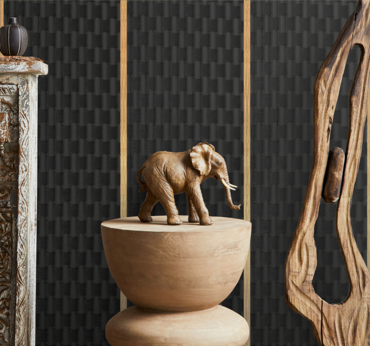 Papel de parede madeira estilo vime francês preto - TenStickers