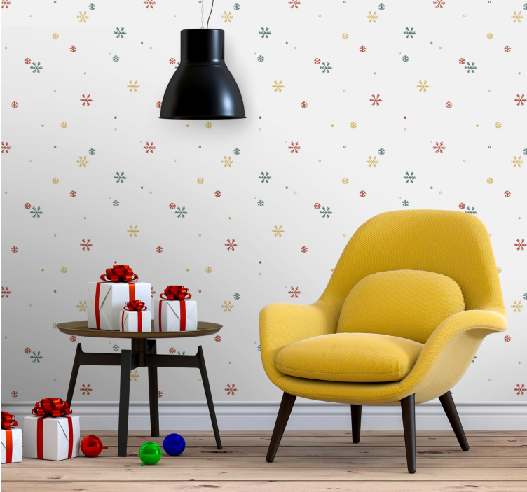 Papel de parede Natal padrões festivos de floco de neve - TenStickers