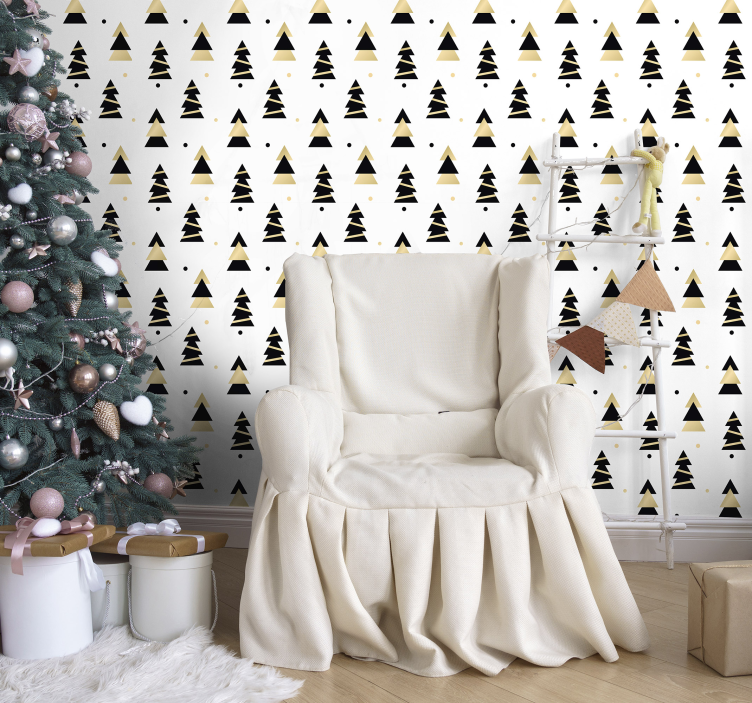 Papel de parede Natal pinheiros estilizados - TenStickers