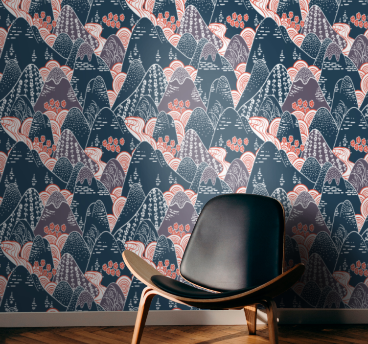 Papel de parede natureza cadeia de montanhas estilizada - TenStickers