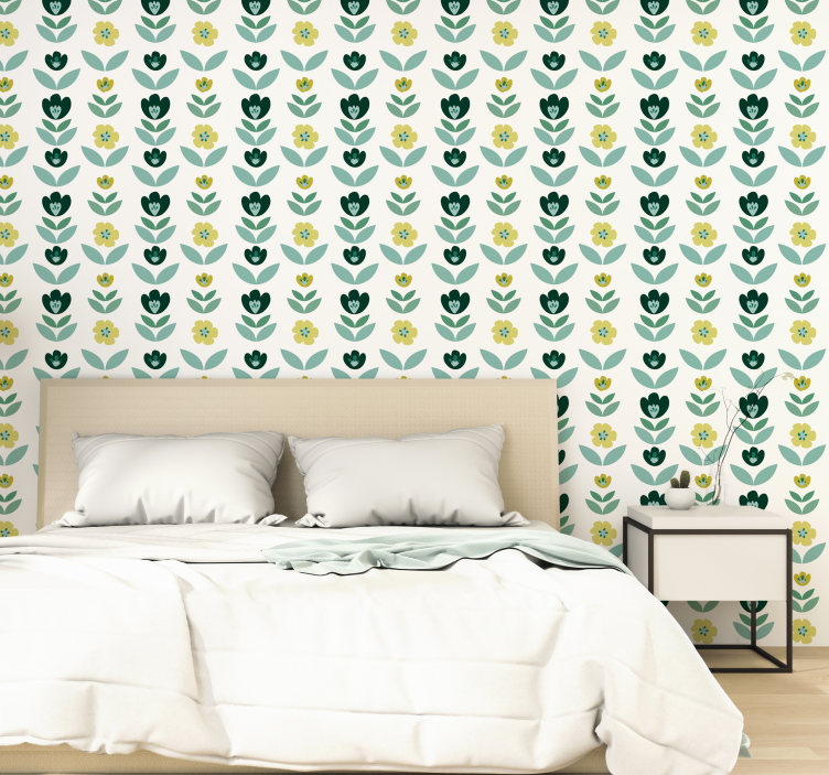 papel de parede natureza Flores Verdes - TenStickers